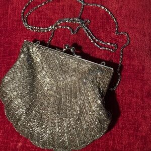 Elegant Vintage Carlo Fellini Silver Beaded Clutch